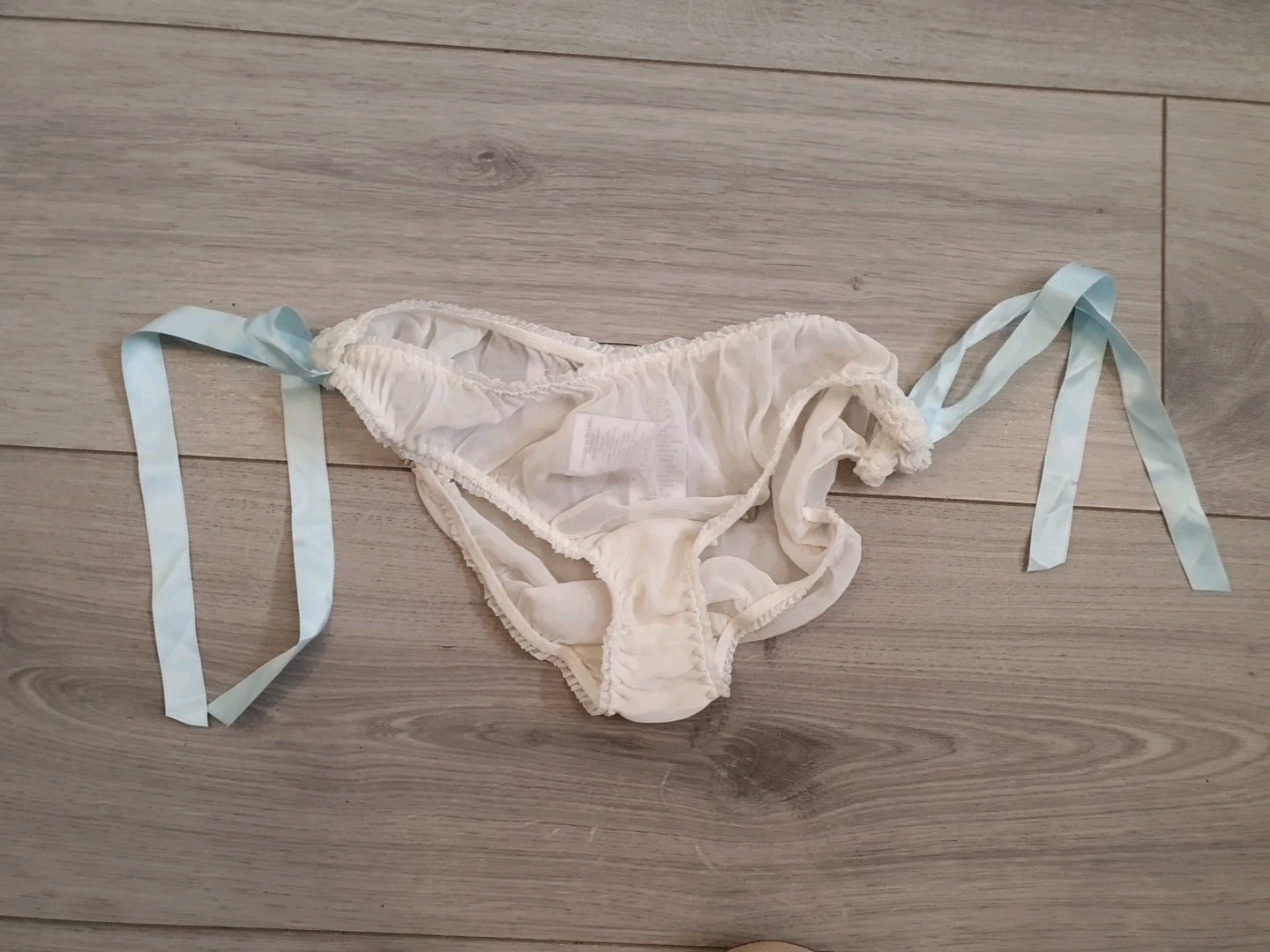 BNWT Next Ivory Chiffon & Blue Ribbon Embroidered Bridesmaid Panties Size 8