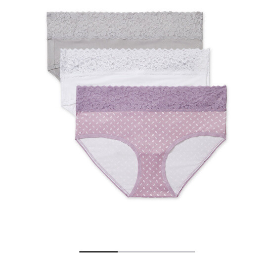 Women Warner’s Ultra Soft Hipster Lace Waist Lace 3 Panty 3XL/10 Assorted New