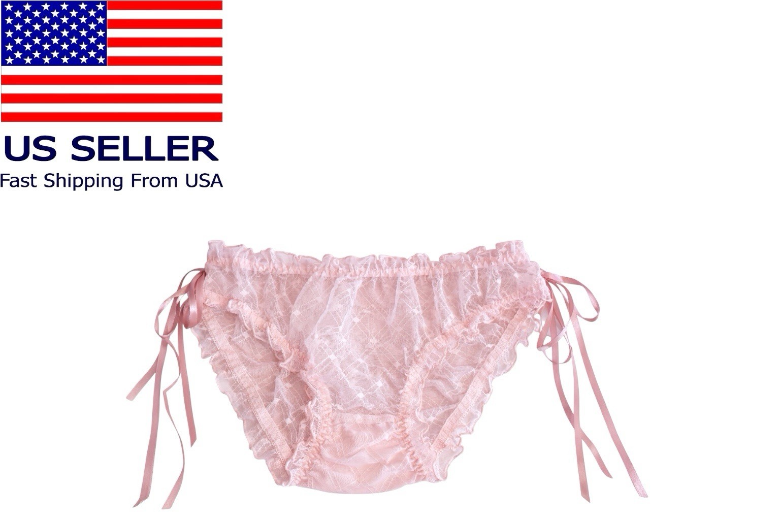 Sexy Women Sheer Lace Panties See Through Pink 1 Pc Size Medium new