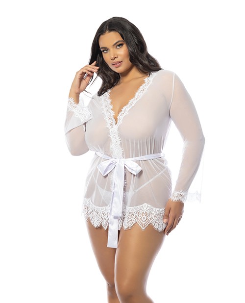 Plus Size Sexy G String Panty Plus Size White Provence Short Robe White Thong