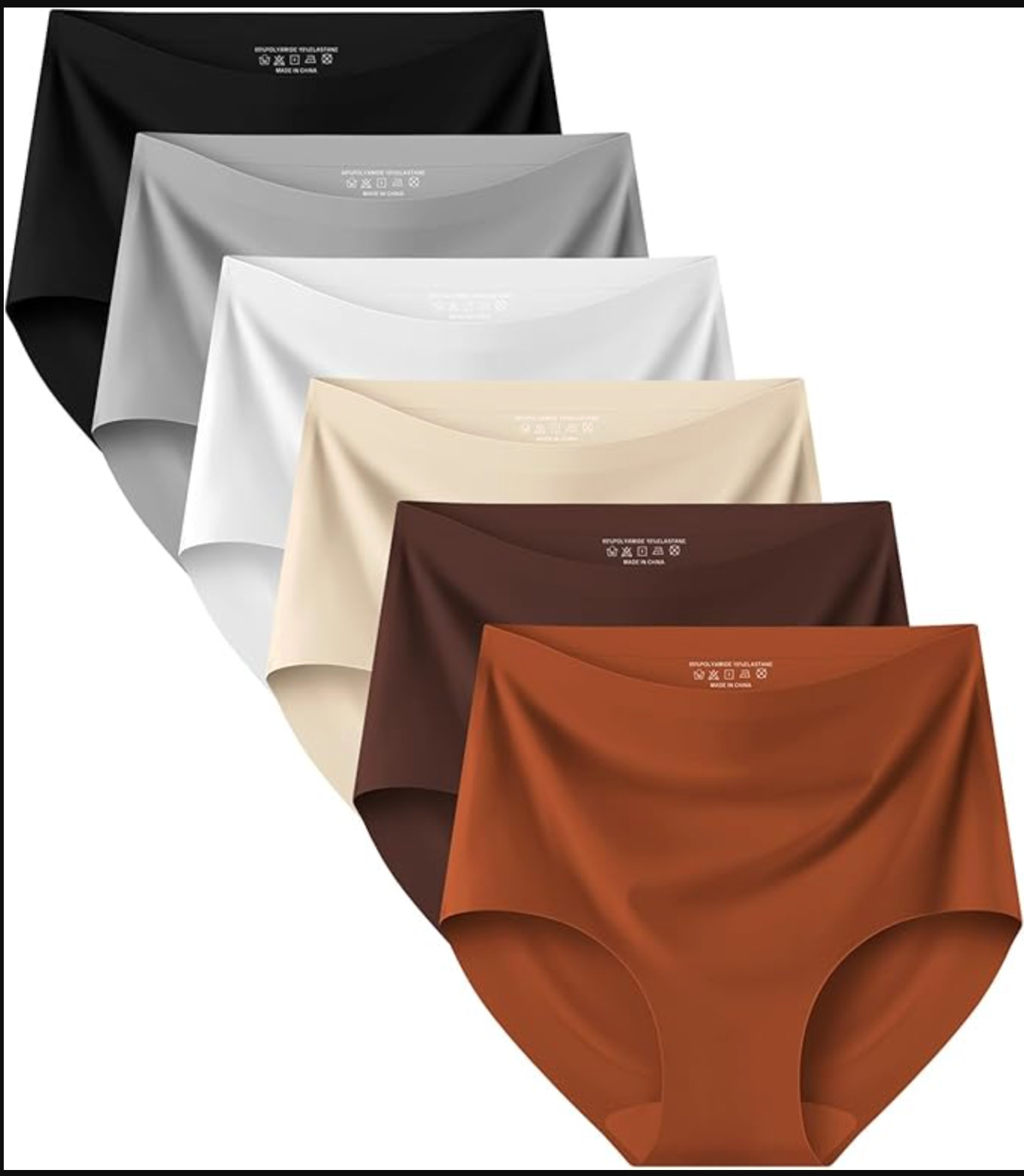 Seamless Womens High Waisted Underwear No Show Briefs Stretch Panties 6Pk