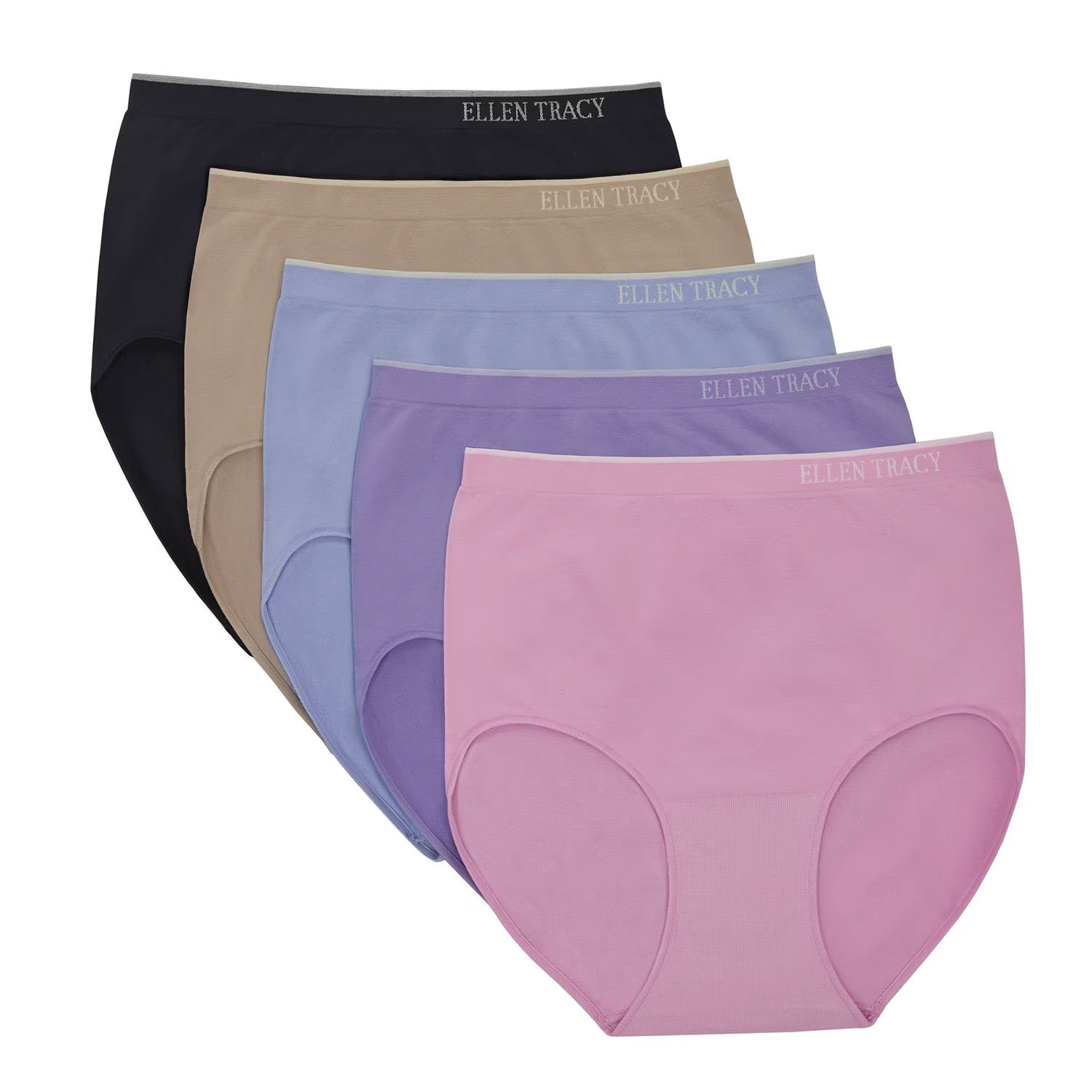 Ellen Tracy Women’s Seamless Brief 5-Pack Full Coverage Comfort Underwear