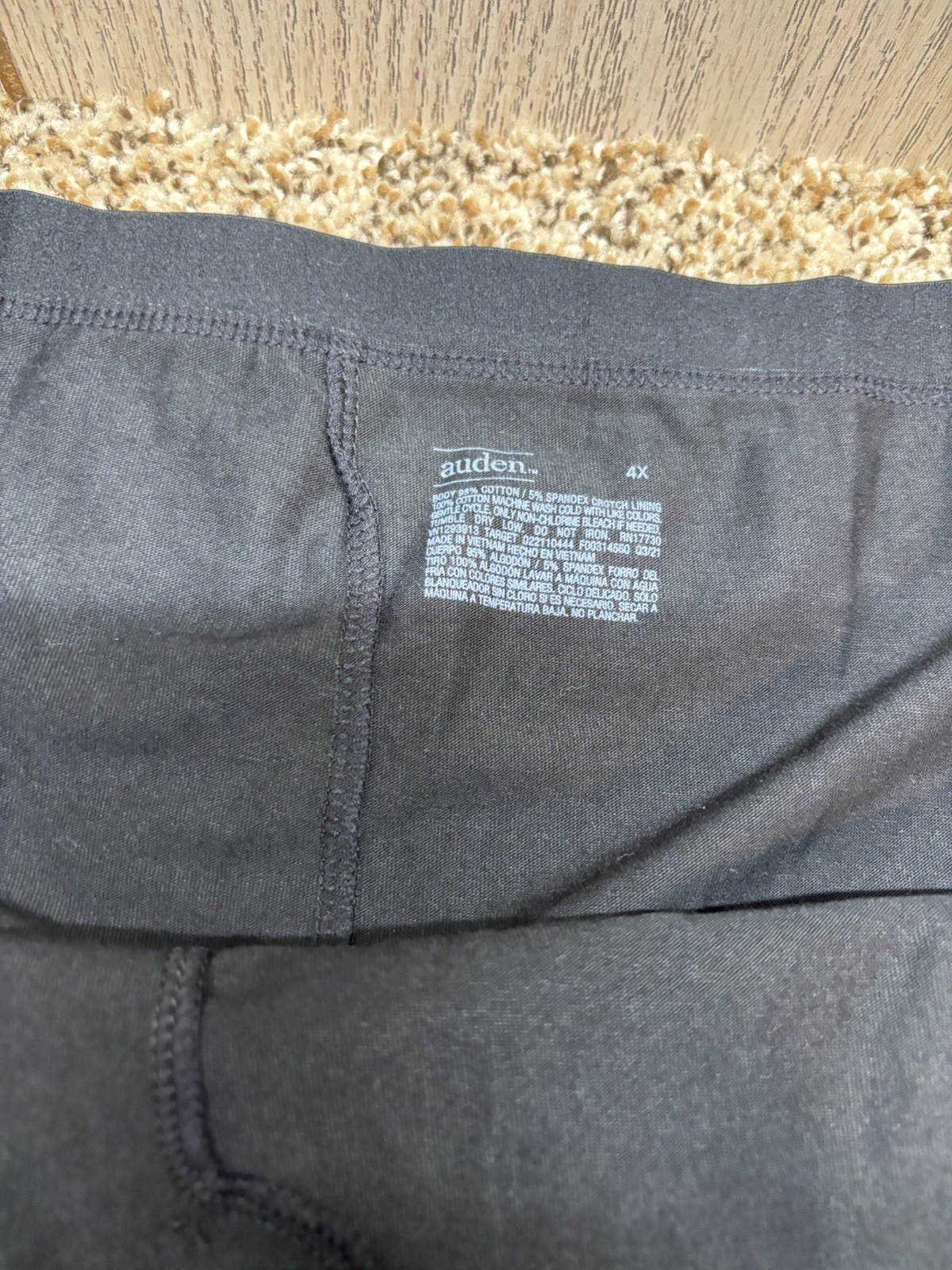 Auden Black Cotton Blend Boyshort Panty. Size: 4X (28-30).