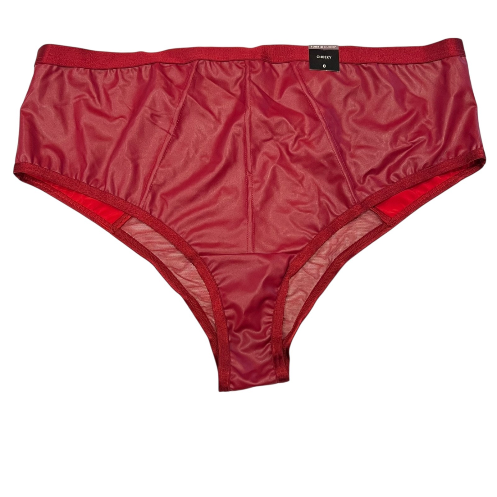 NWT TORRID Cheeky Pantie Sz 0X-1X-2X-3X-4X Red Pleather Mesh