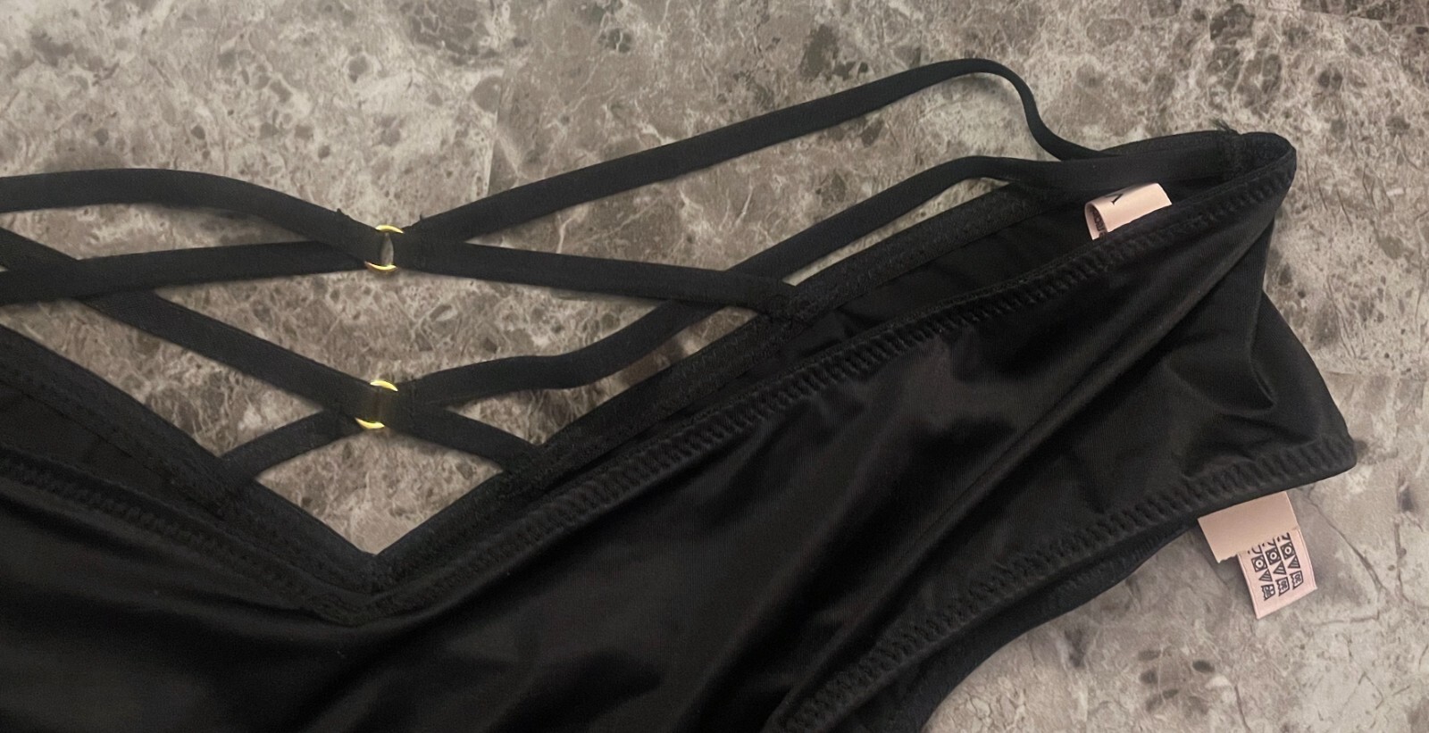 NWT VICTORIA’S SECRET BLACK SATIN SMOOTH STRAPPY BACK HIGH LEG CHEEKY PANTIES