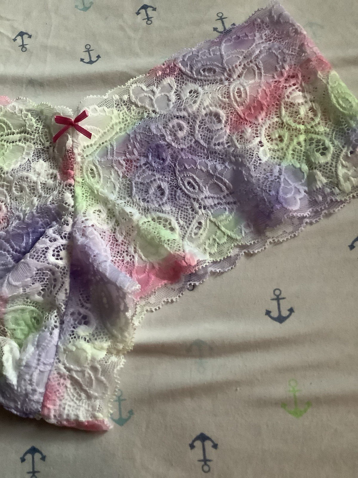 Women’s Gradient Butterfly Cheeky Panties Multicolor Lace Floral Bow 7pk Large