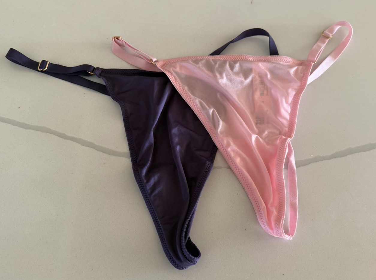Victorias Secret VERY SEXY Thong Panties Purple & Pink Satin Large NWT – 2 Pairs