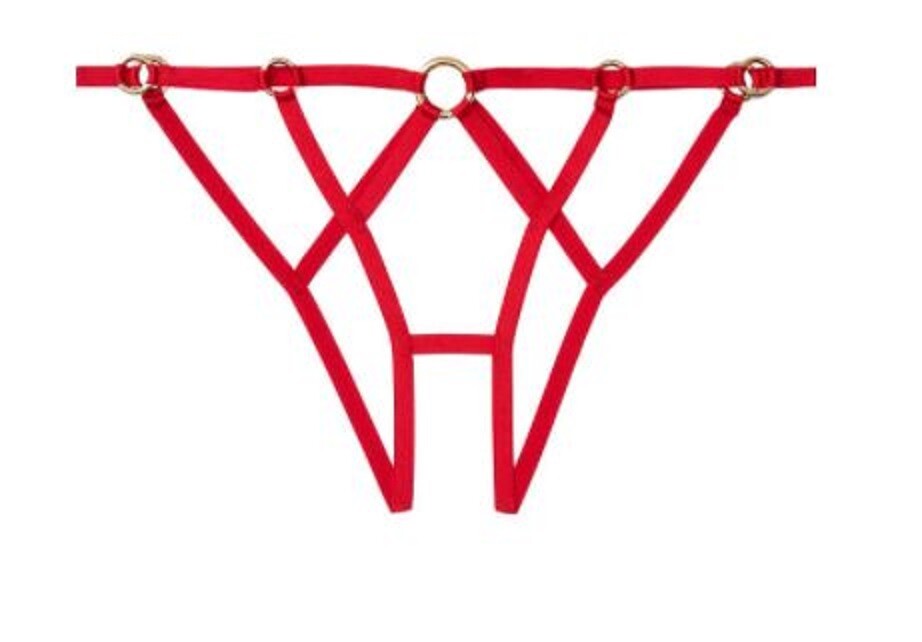 Victorias Secret Lipstick Red Strappy Showstopper Cheekini Panties Size S-M SEXY