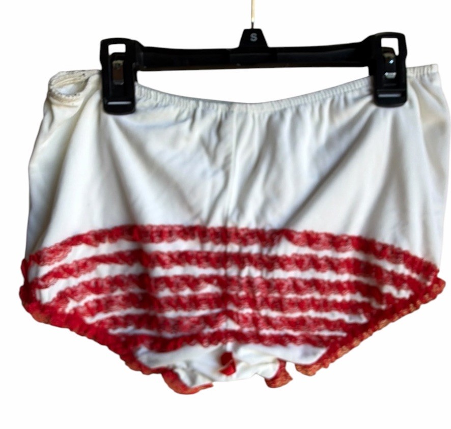 Vintage Red Ruffle Butt Pettipants Clogging Panties Bloomers Pin Up S