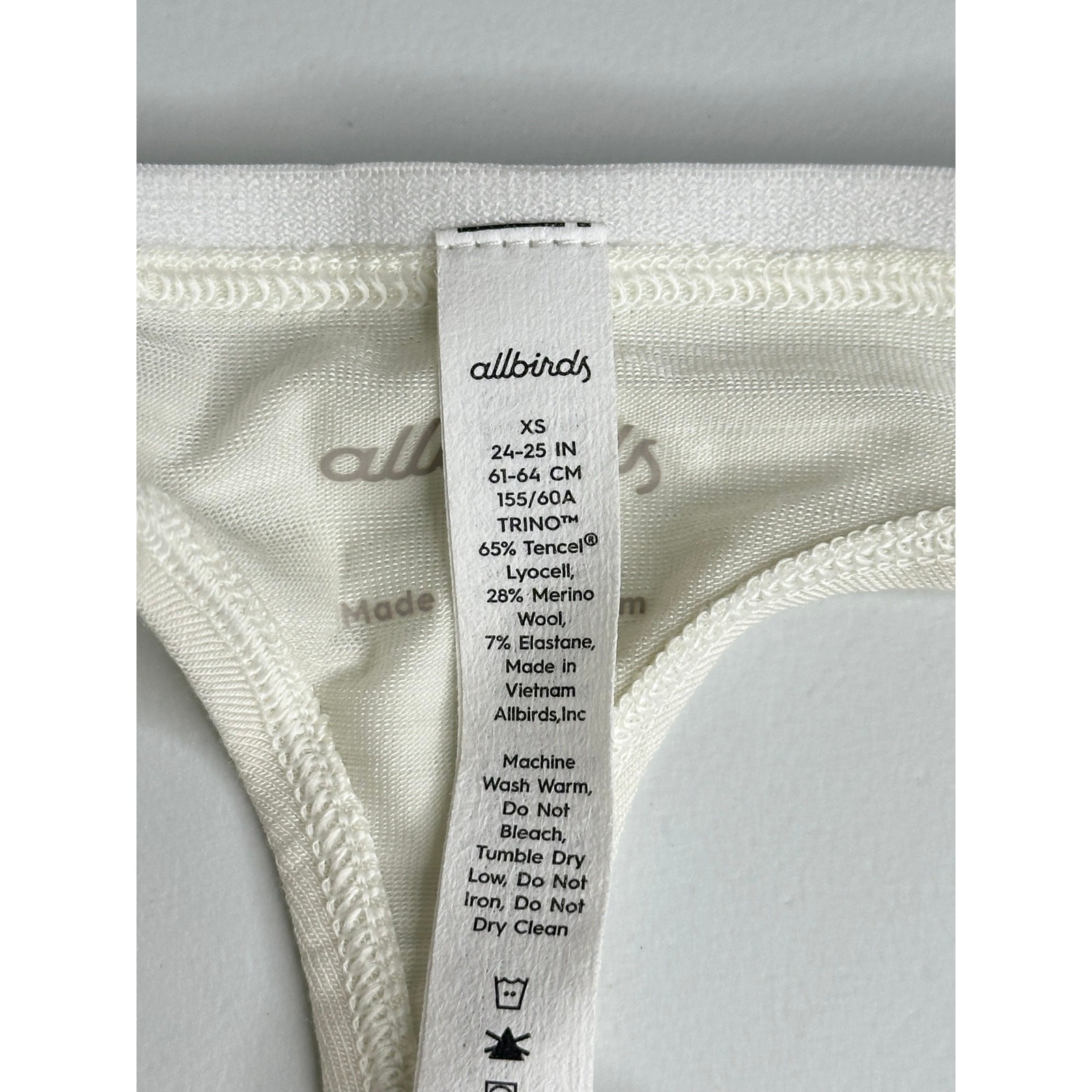 New Allbirds Trino Thong Panty White XS Rare Discontinued Merino Tree Blend