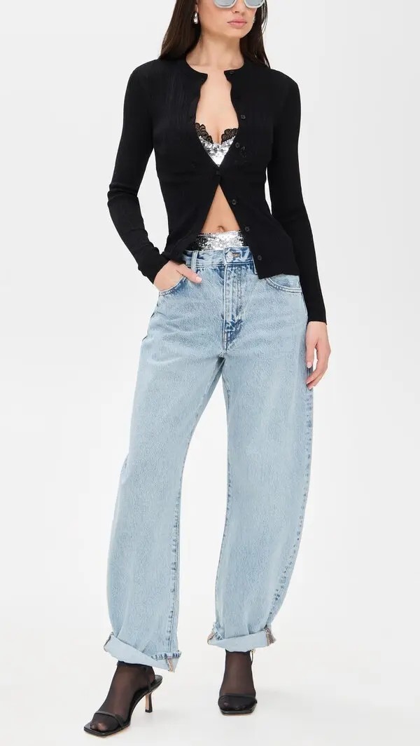 For Love & Lemons x VS Maia High Waist Y2K Panty Medium Silver Sequin XS