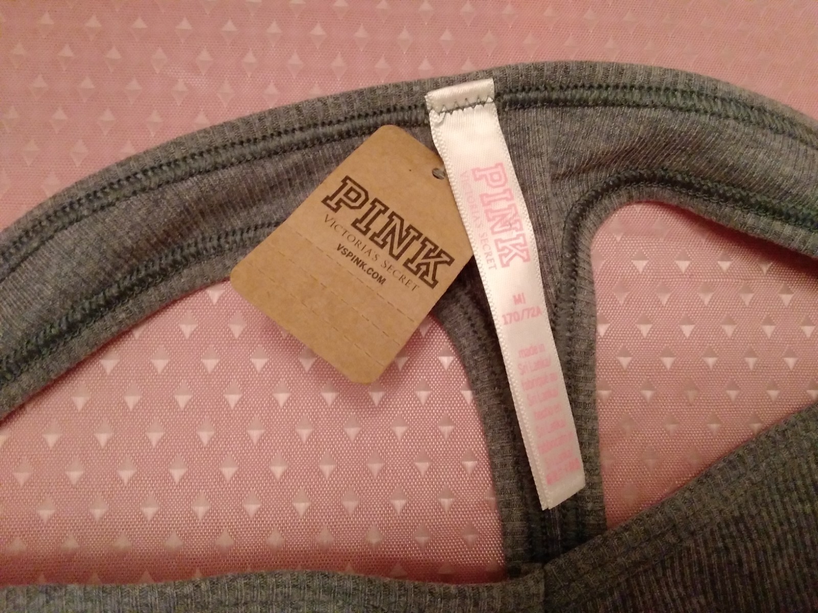 Victoria’s Secret NWT PINK 2 Medium Ribbed & Knit Thong Black & Gray