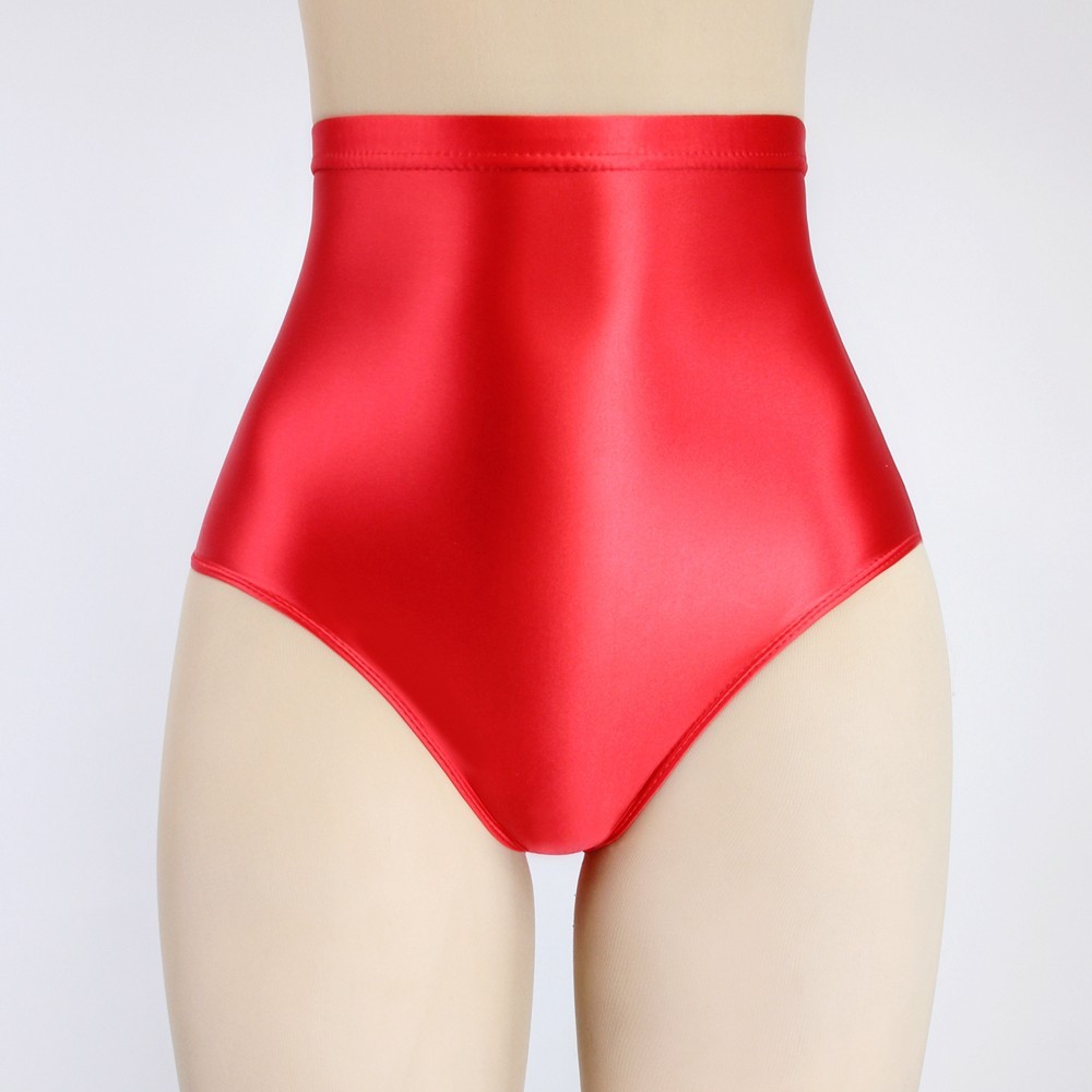Women Panties Shiny Briefs Knickers Opaque Gym Yoga Shorts Underwear High Waist