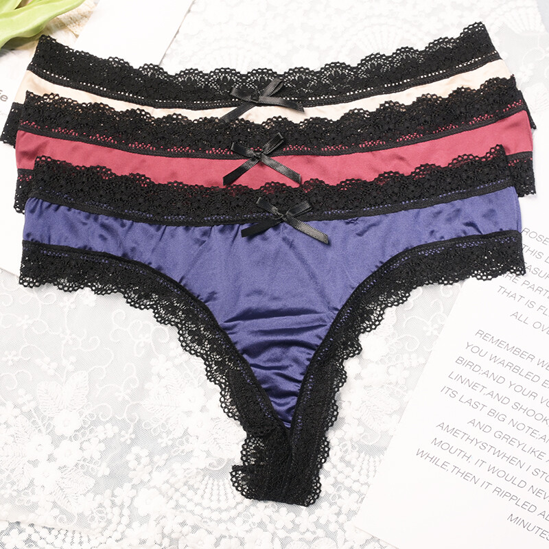 3 Pack Lot Sexy Womens Lace Panties Thong Bikini Brief Lingerie Ladies Underwear