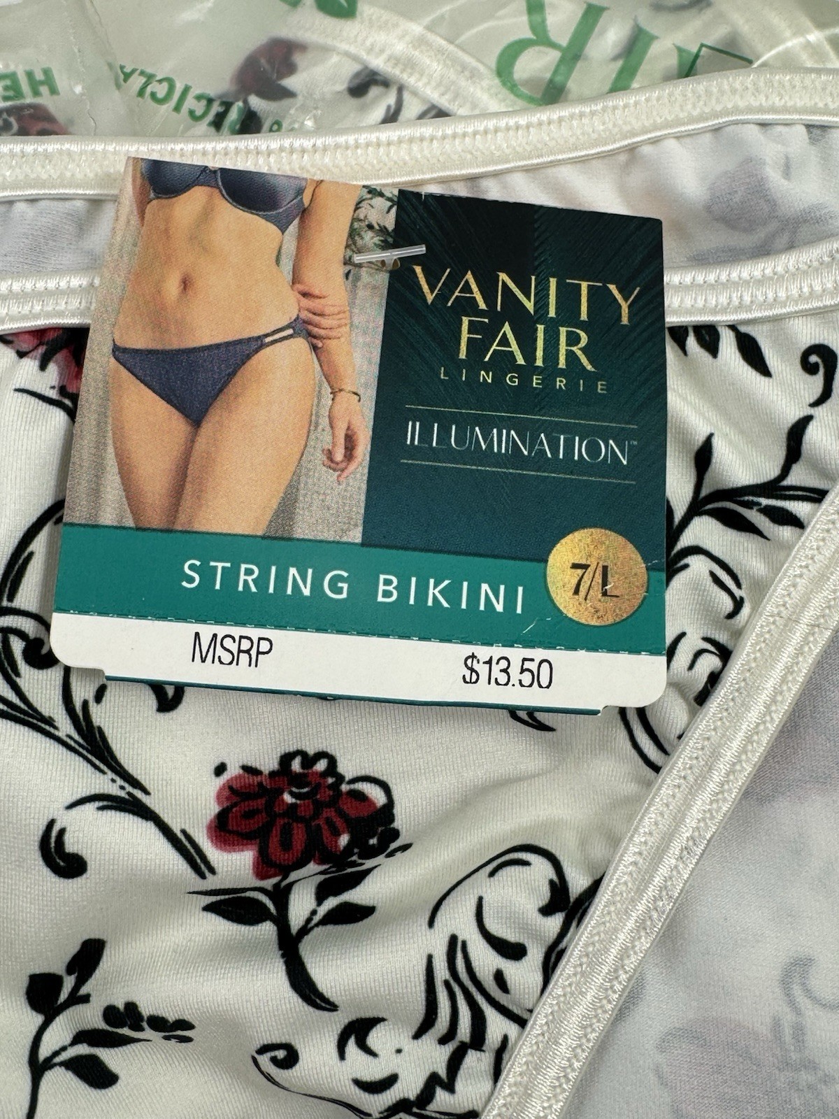 Lot 3 Vanity Fair Lingerie Illumination String Bikini 7/L flowers NWT