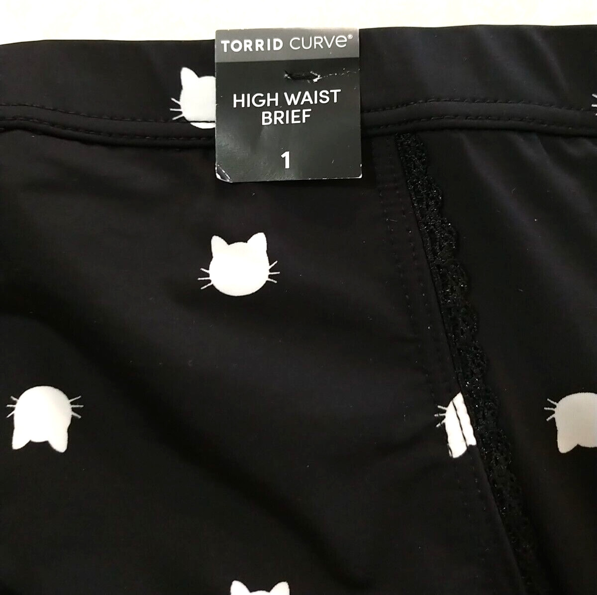 Torrid Adorable Black Cat Phase Print Retro High Rise Brief Panty Plus SZ 1 NEW