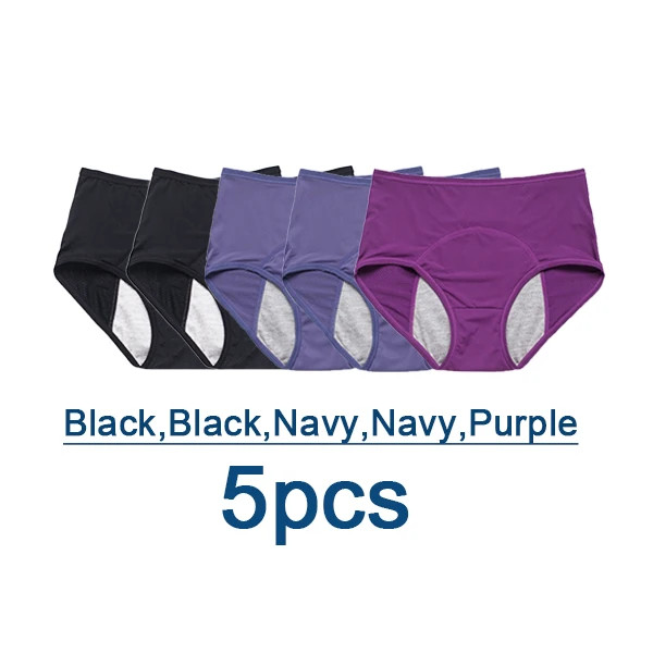 5pc Leak Proof Menstrual Panties Period Underwear Waterproof Briefs Women Set