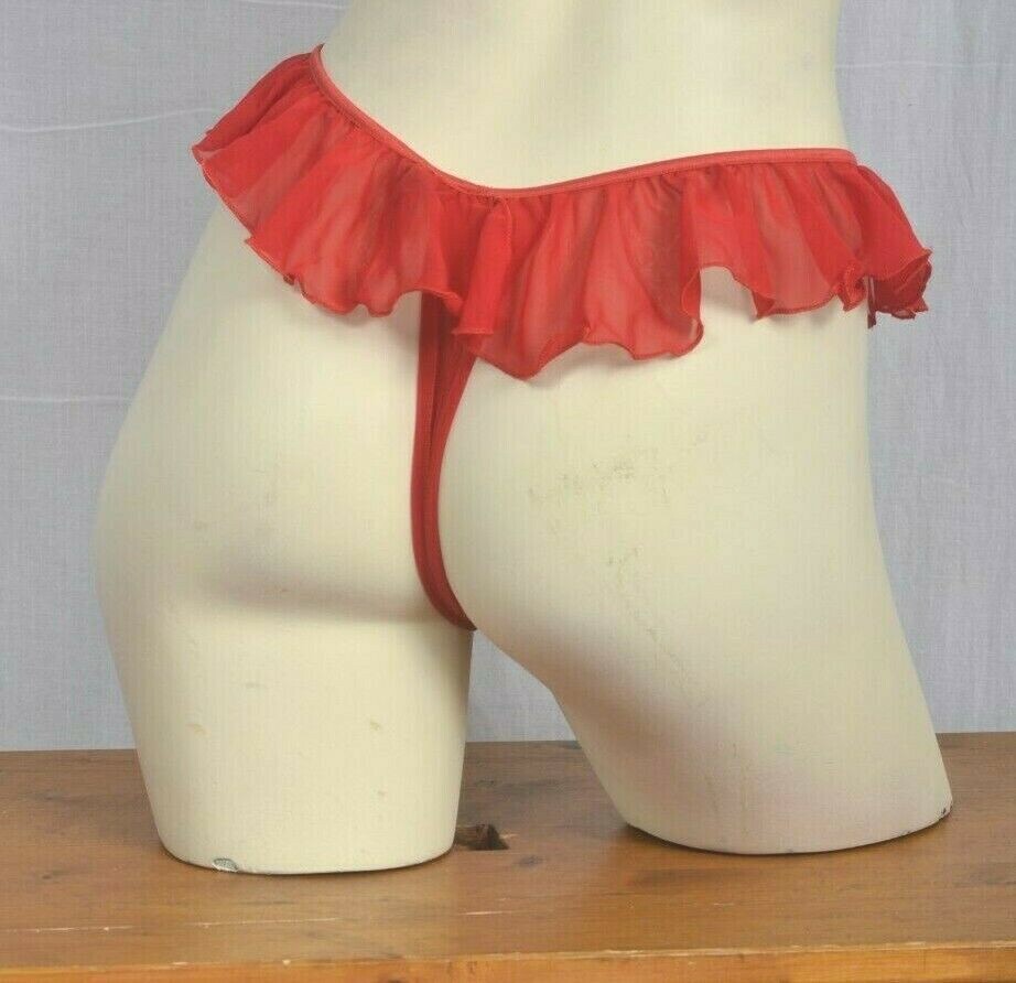 Sexy Red open crotch french knickers Frilly Beautiful S/M UK seller
