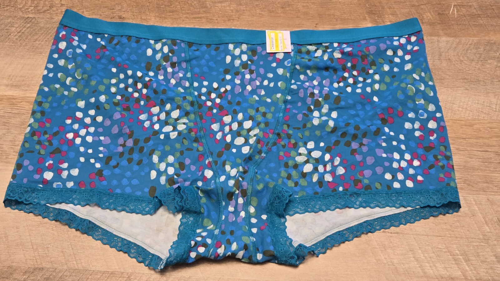 Women’s Lace Trim Cotton Boy Shorts – Auden Blue Size 4X