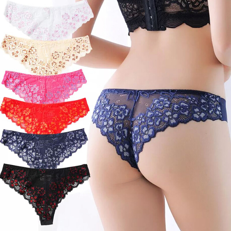 6 Pack Lot Sexy Womens Lace Panties Underwear Briefs Sheer Thongs Lingerie Sissy