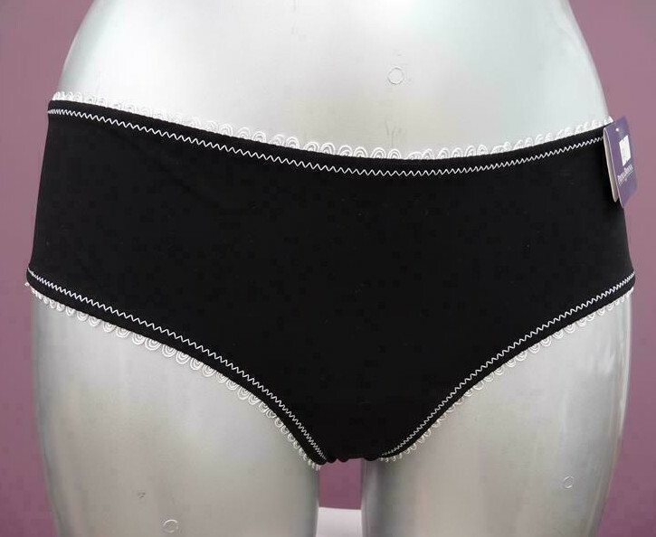 Prima Donna Chelsea Black Boyshorts 10 white trim bow to back smooth plain brief