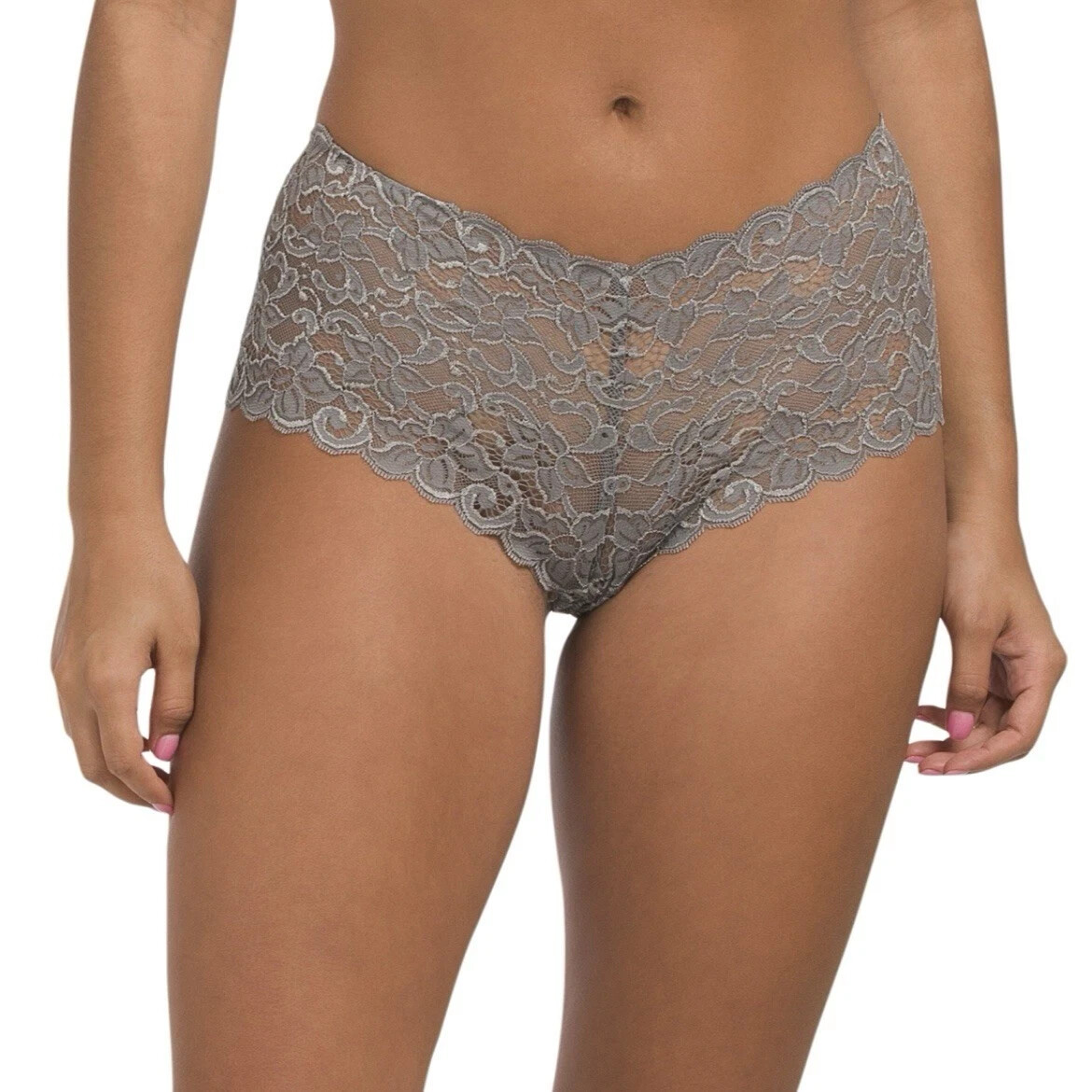 BRAND NEW W TAGS Hanro Women’s Luxury Moments Lace Boyleg Panties Gray Size XS