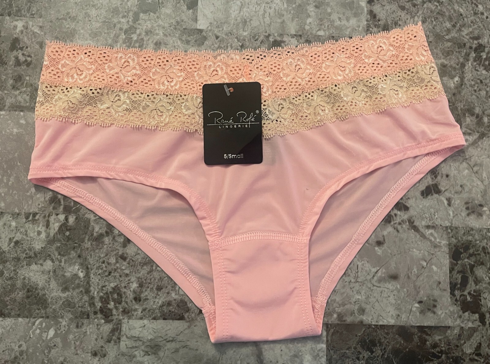 NWT RENE ROFE SMALL PINK SMOOTH NUDE PEACH LACE VINTAGE RARE HIPHUGGER PANTIES