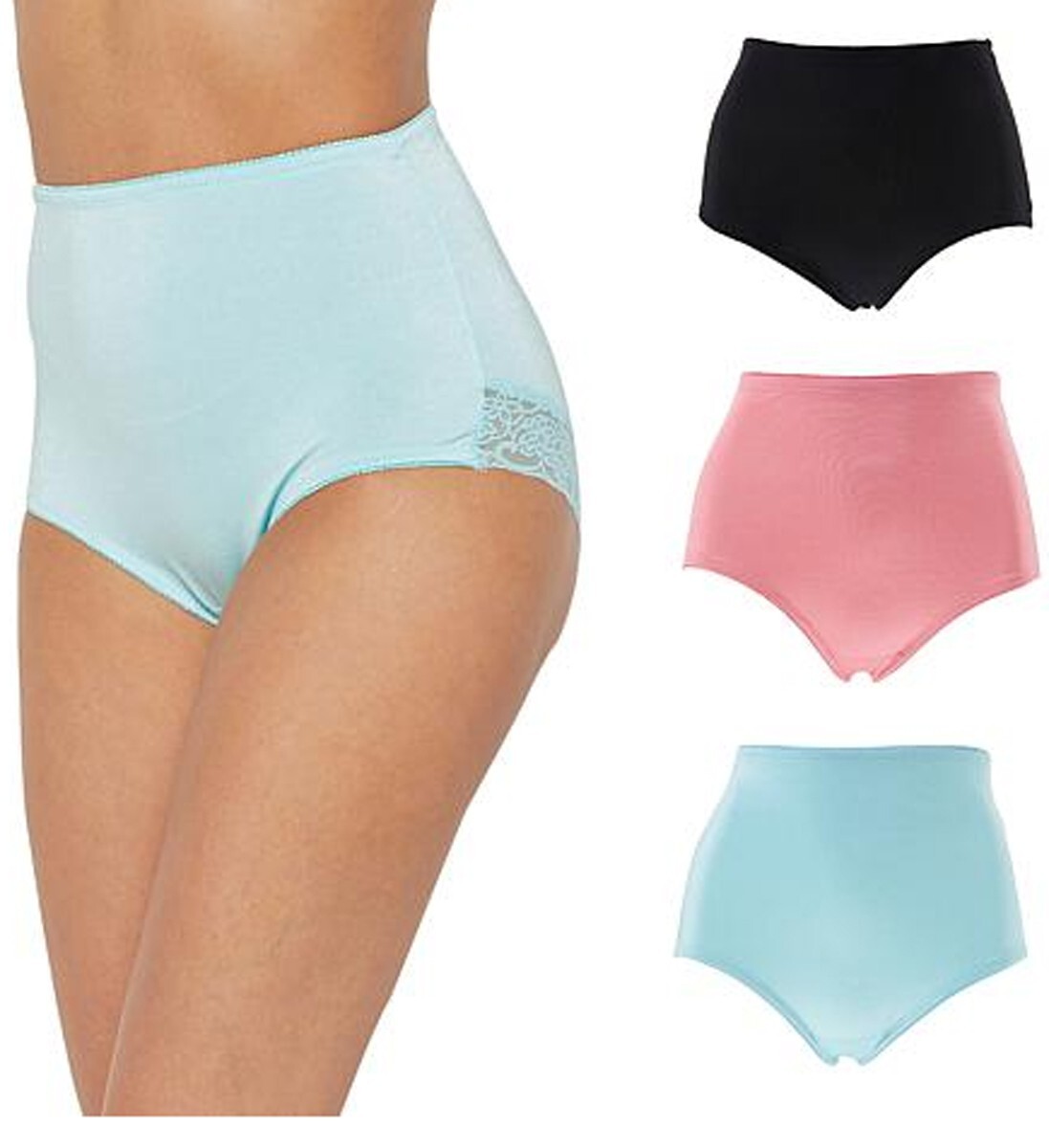 Rhonda Shear Underwear 3-Pack Pin Up Brief with Lace Trim 650181- Brights (XL)