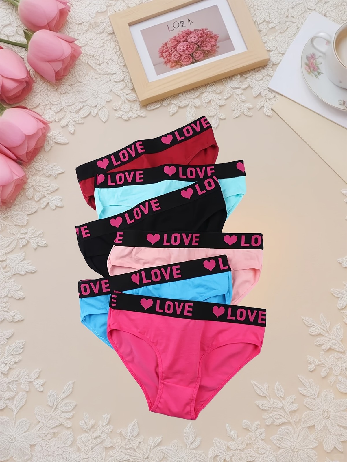 [10pcs Comfortable Heart Briefs] 10pcs Women’s Love Heart Pattern Briefs – Comfo
