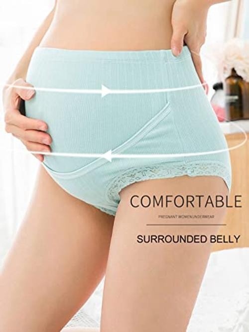 Over Bump Maternity Underwear Cotton Plus 3X-Large Cameo + Gray + Blue Haze