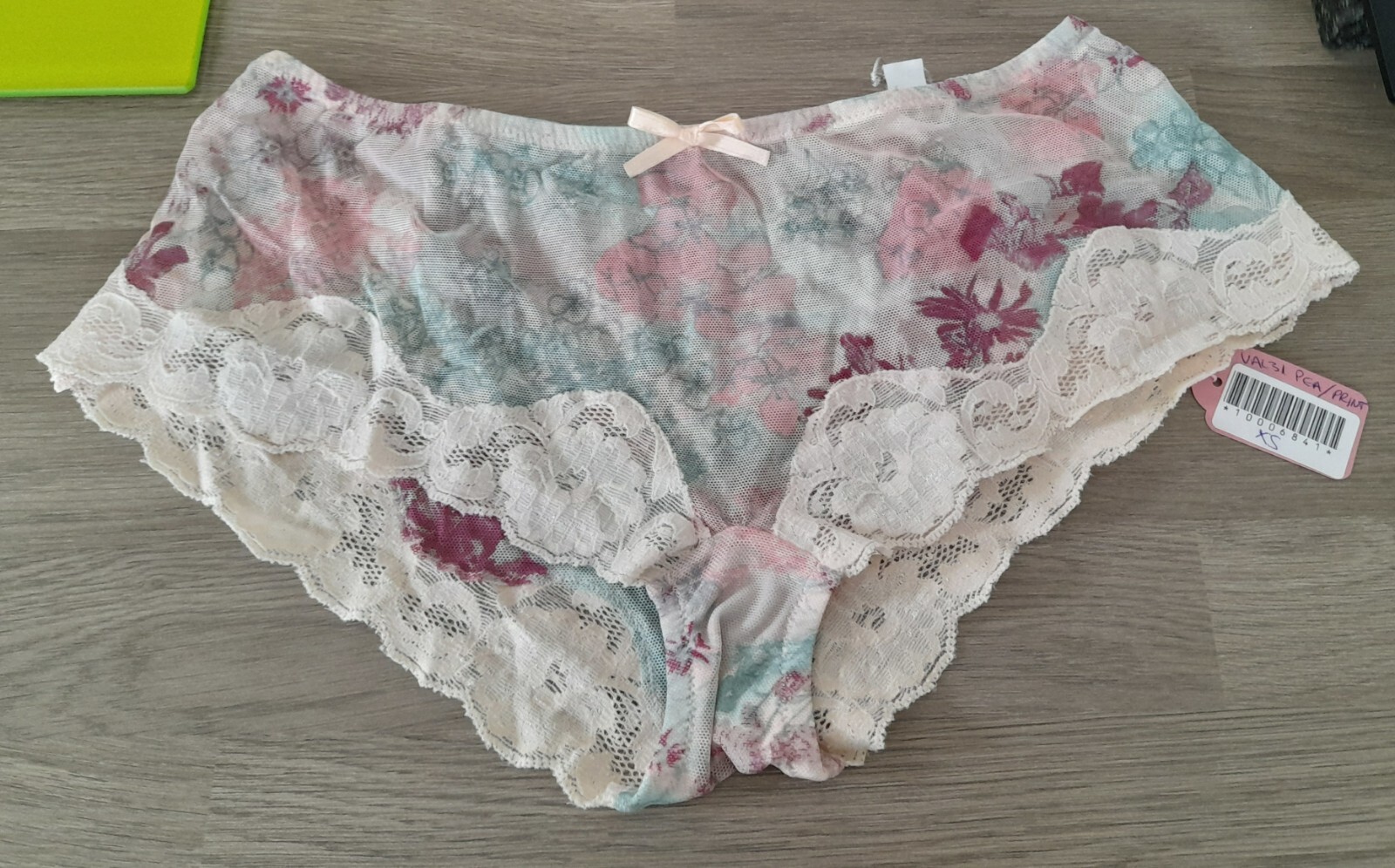 Valentino Intimate Floral Mesh/Peach Lace Collection Hipster Boyshort
