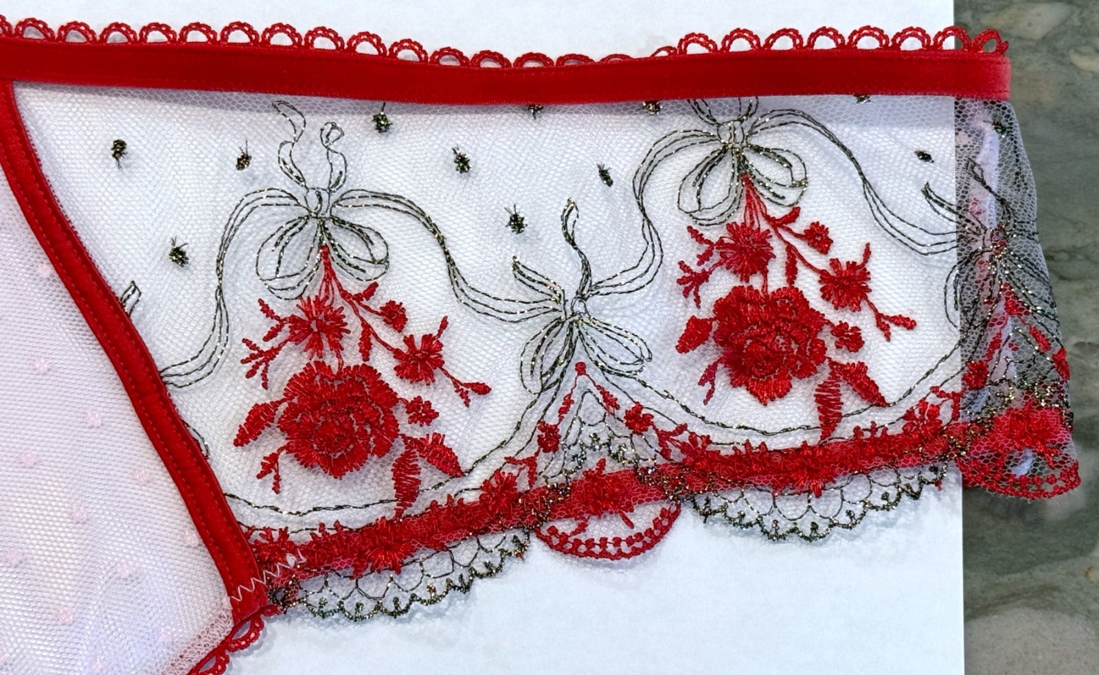 NEW Victoria Secret Very Sexy Rose and Bows Lurex Thong Red & Light Lilac XL XXL