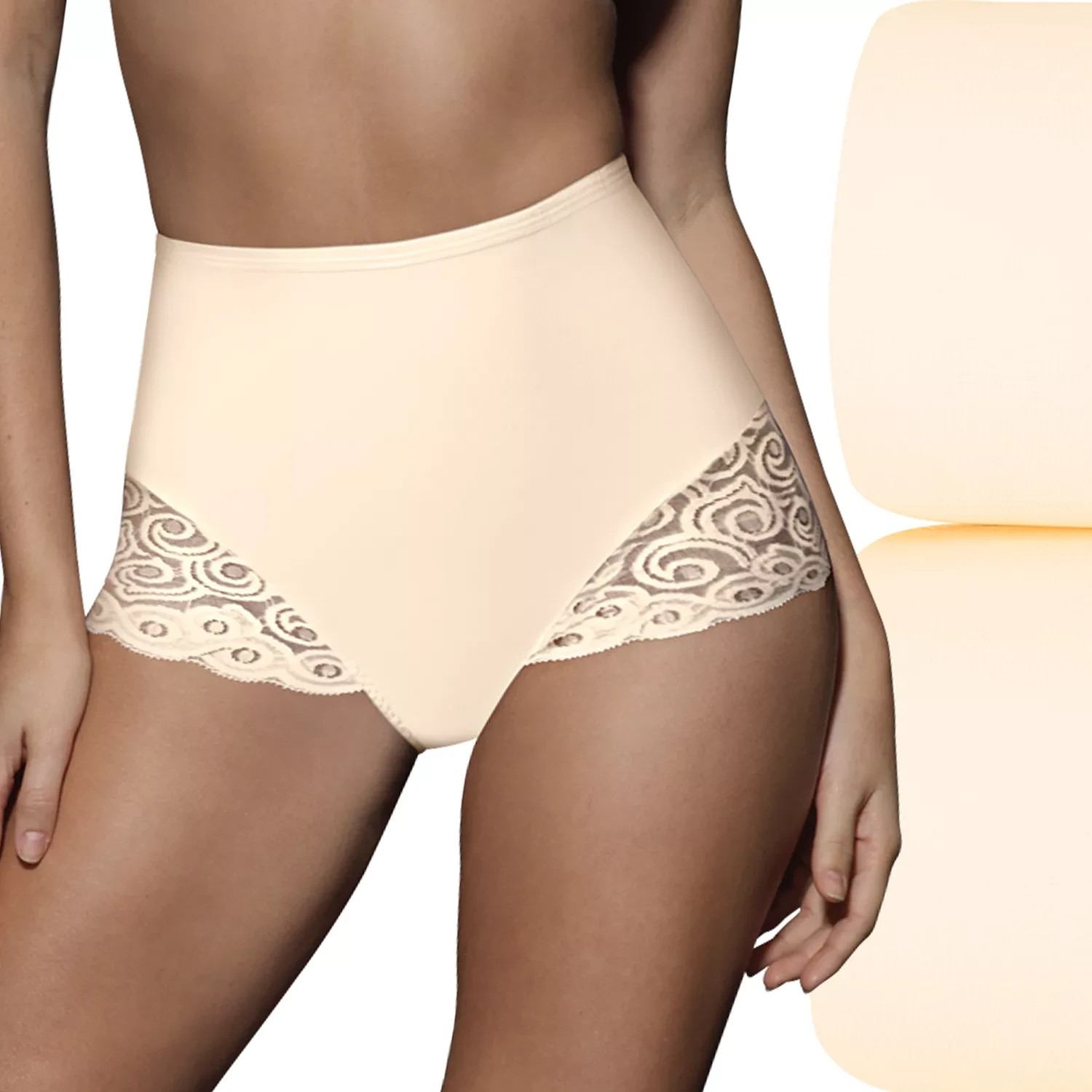 Bali L55420 2-Pack Light Beige Firm Control Shaping Lace Brief Panty Size XL