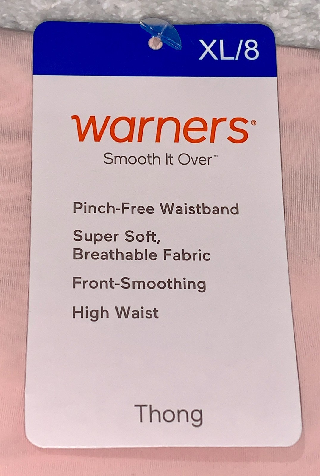 WARNERS Smooth It Over Blush Pink High Waist Thong Panty Womens L 7 XL 8 2XL 9