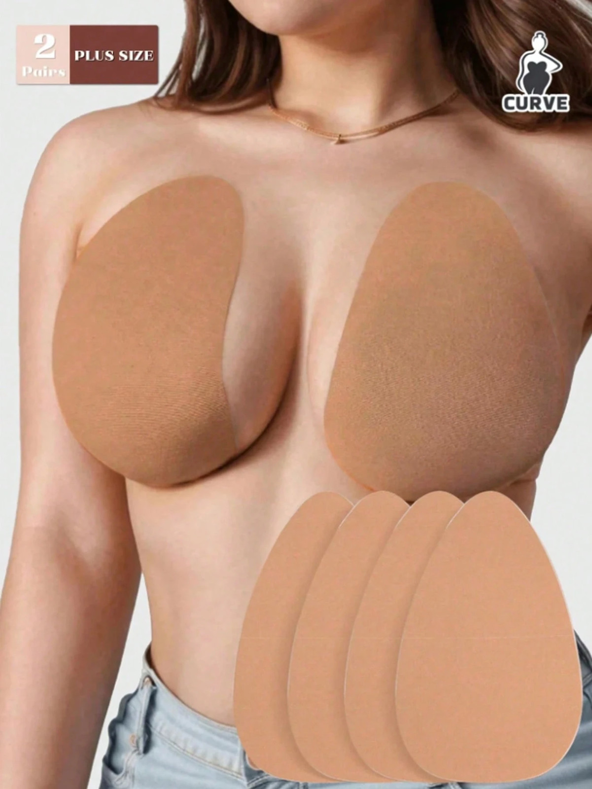 2 Pack/4 Pack Invisible Push Up Bra in Plus Sizes with Silicone Cheap24