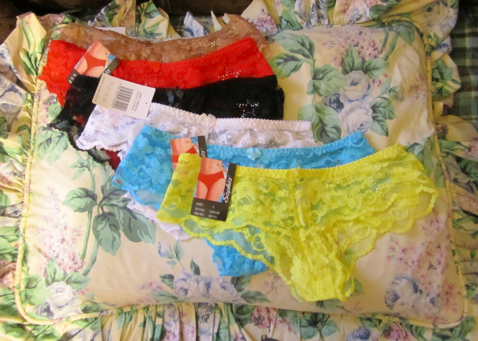 Sophia Lace Bikini Panties X-Large *COLOR CHOICE* Floral & Star