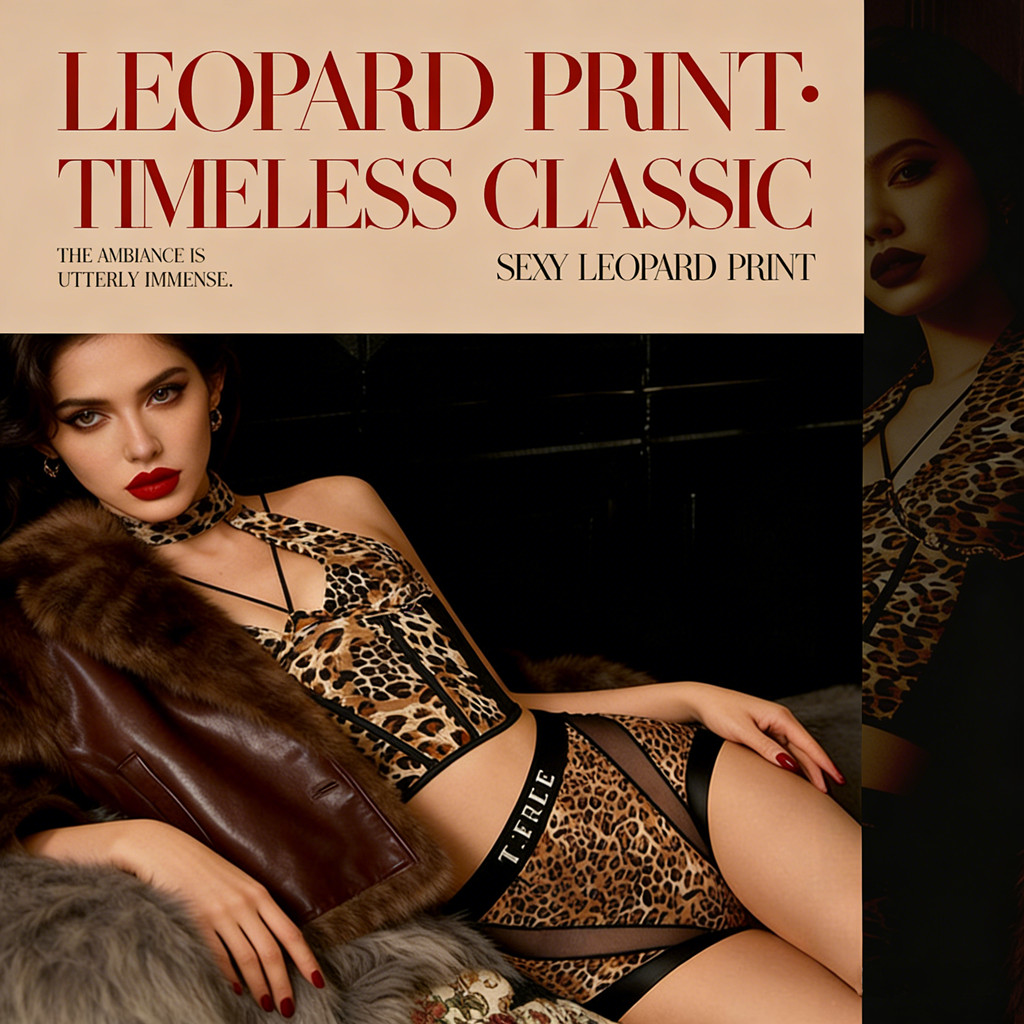 Women Mid High Waist Leopard Panties French Lace Breathable No Visible Line