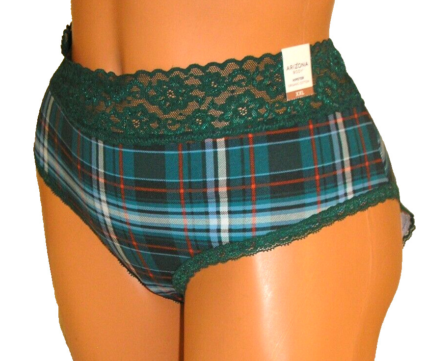 Panties Lingerie Arizona Body Lace Trim Plaid Organic Cotton Hipster XXL