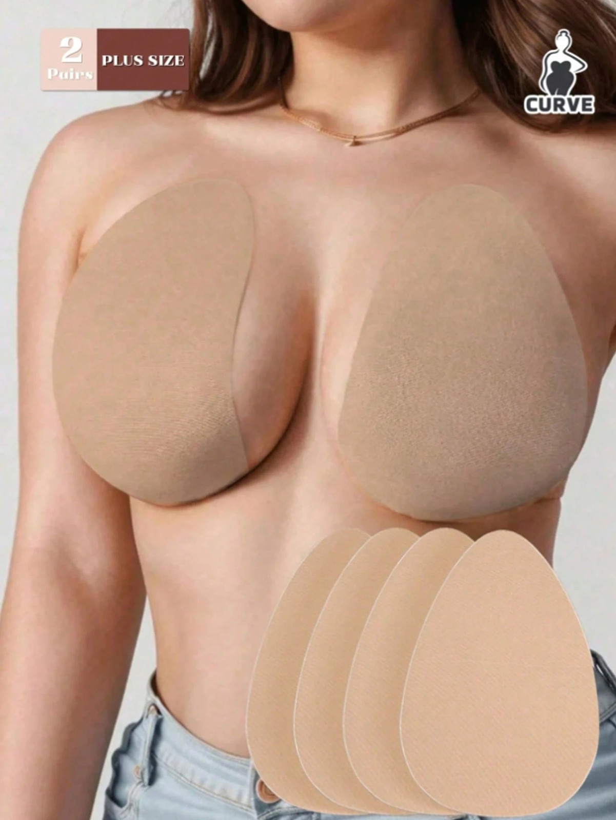 2 Pack/4 Pack Invisible Push Up Bra in Plus Sizes with Silicone Cheap24
