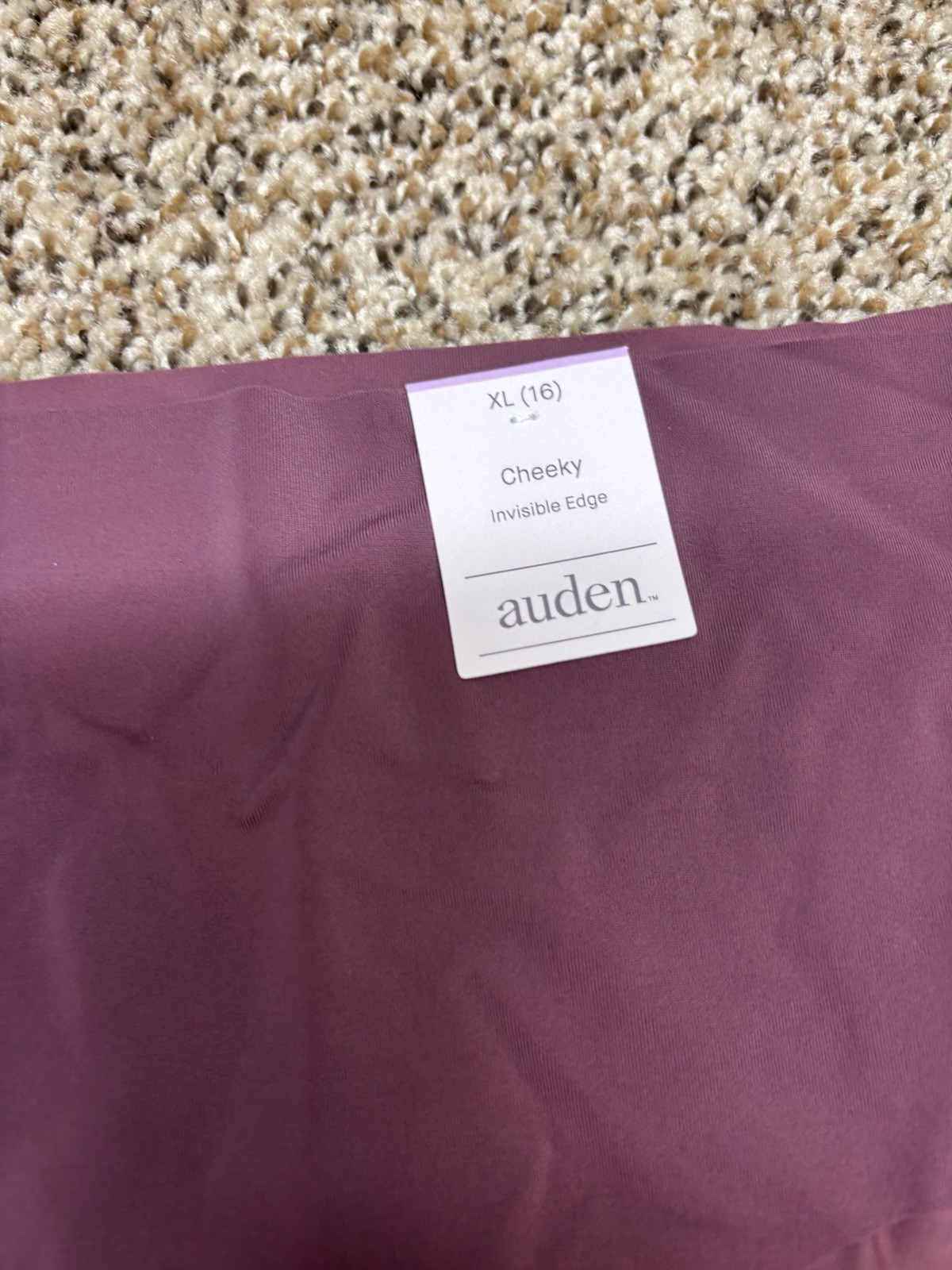 Auden “Burgundy Mist” Invisible Edge Cheeky Panty. Size: XL (16).