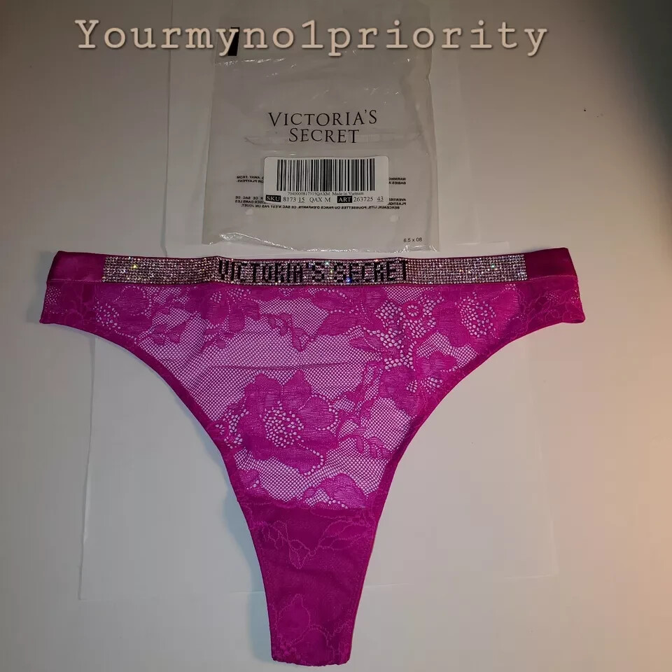 Victoria’s Secret VERY SEXY Bombshell Rhinestone Thong Panty Lace High Leg
