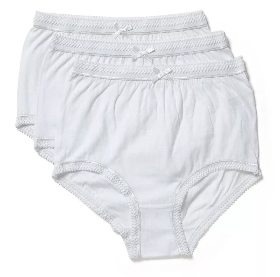 Ladies 6 Pack Marlon 100% Cotton Full Briefs Knickers Underwear White