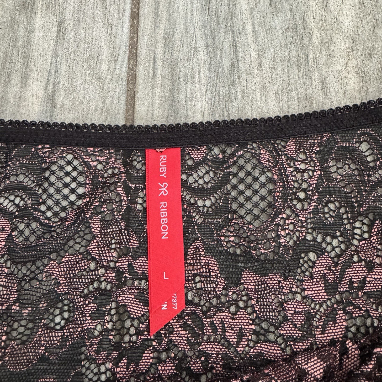 Women’s Ribbon Black And Pink Floral Lace Underwear Panties Large Sexy