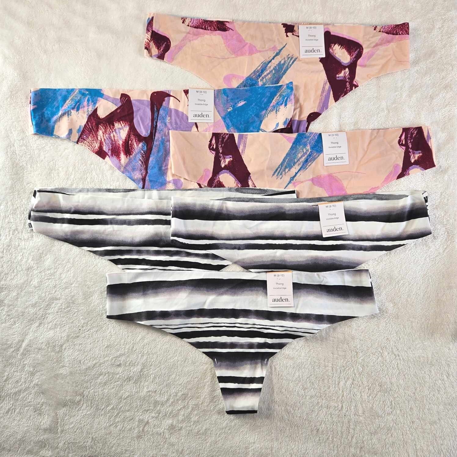 Auden 6pk Laser Cut Thong Underwear Womens Medium Stretch