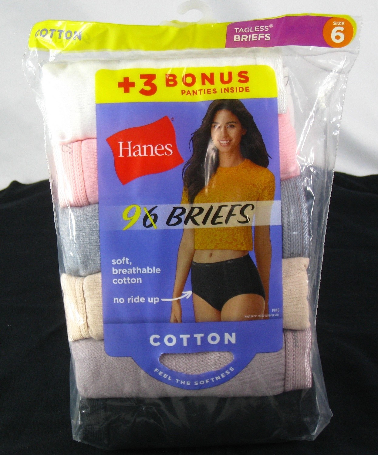 Hanes Breathable Cotton Tagless Briefs 9pk Women Size 6/M No Ride Up Waistband