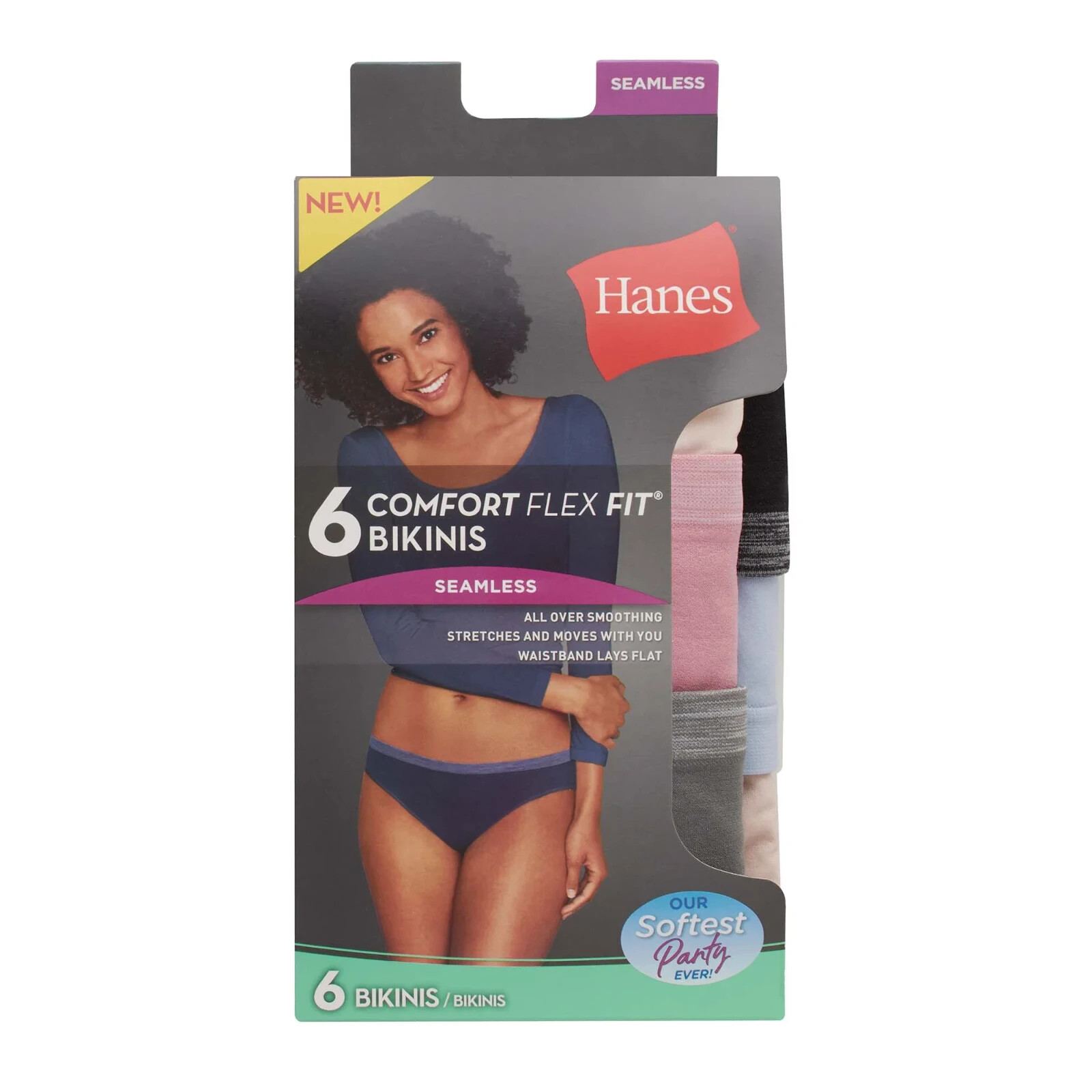 Hanes Comfort Flex Fit Seamless Bikini Underwear 6Pk Assorted Women’s Size 2XL