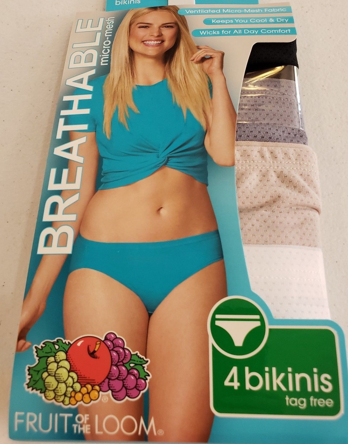 Fruit of the Loom Women’s 4 Pk Breathable Micro Mesh Bikinis Size 8 Choose Color