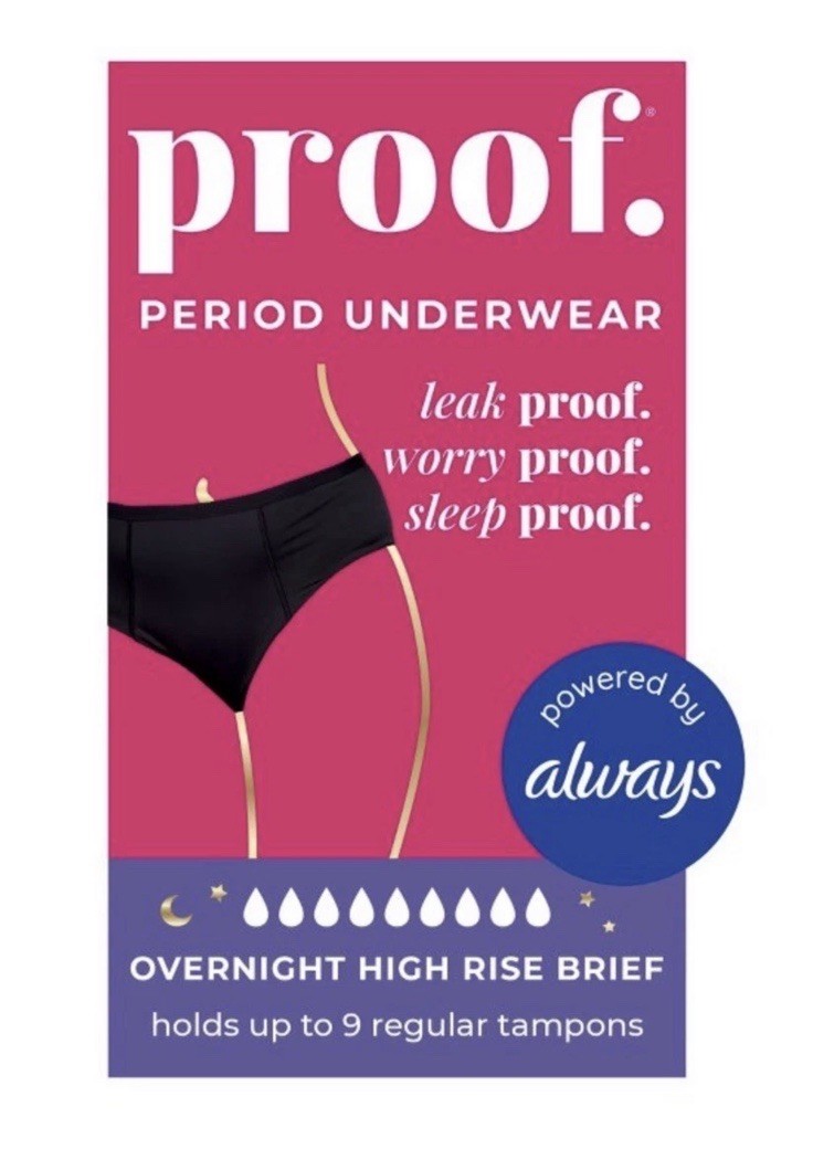 Proof. by Always Women’s High-Rise Briefs, Overnight Absorbency Period L OB
