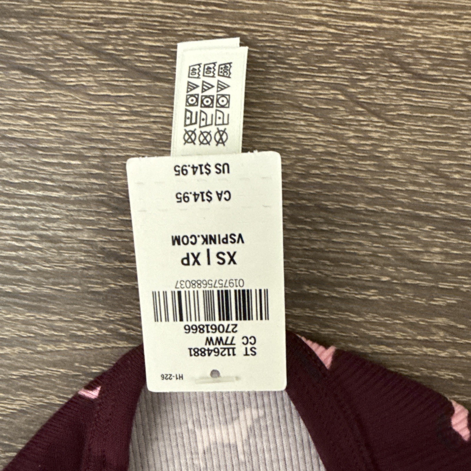 Pink By Victoria’s Secret X S Burgundy, Ribbed Cotton Dogs String Bikini Panties