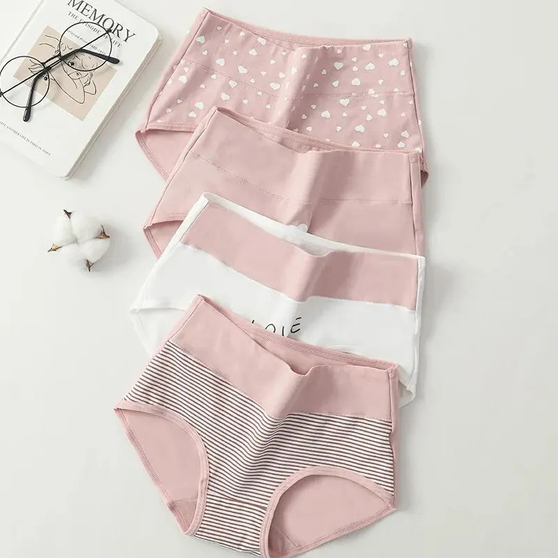 4 Pack Women’s High Waist Cotton Briefs Plus Size M–5XL Breathable Soft Underwea